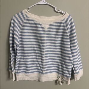 Ralph Lauren Jeans Terry Cloth Pullover Shirt Striped 3/Drawstring Waist Medium